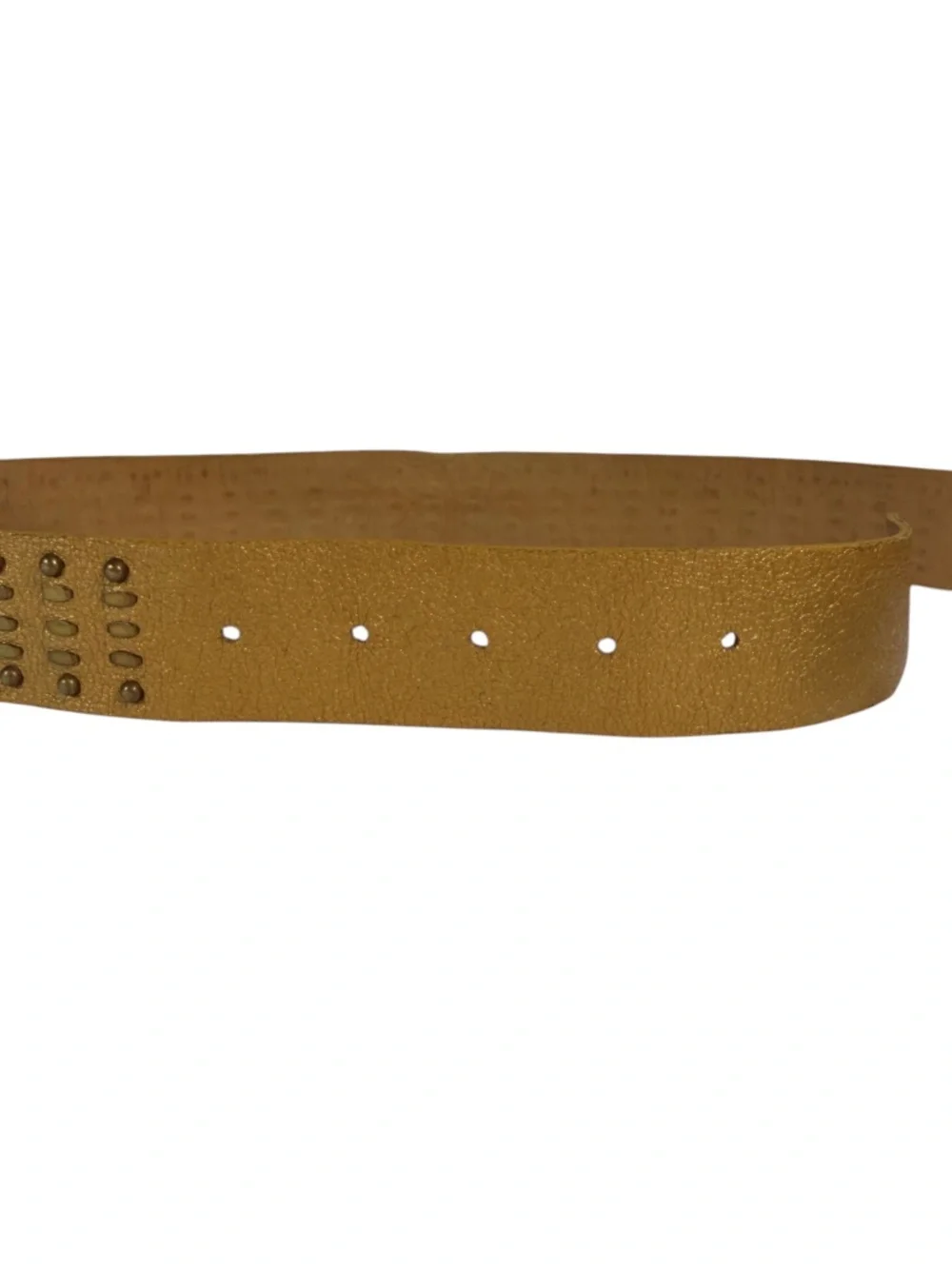 CALLEEN CORDERO Studded Leather Belt in Metallic Gold Size 34